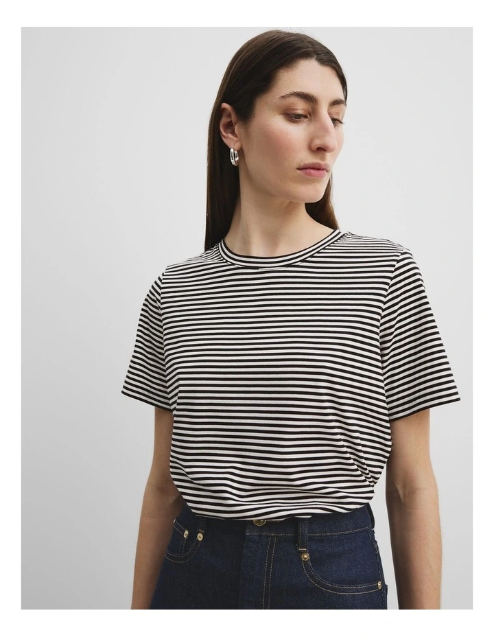 Australian Cotton Slim T-shirt in Black Stripe