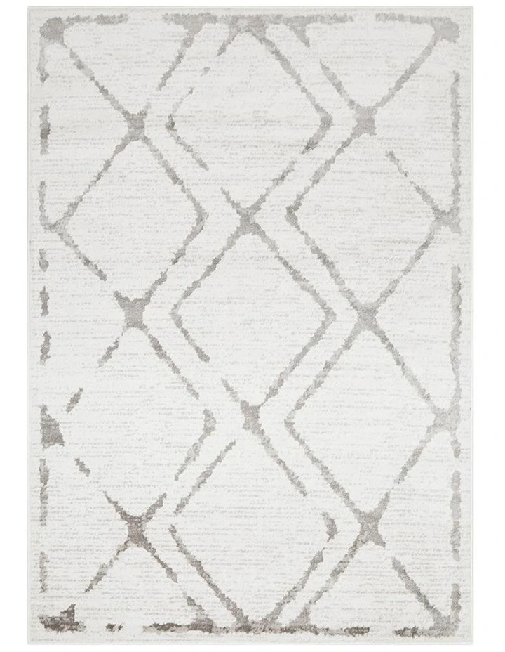 Kendall Contemporary Diamond Rug In White Grey