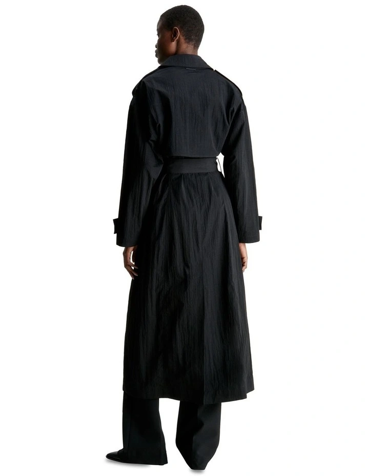 Tech Nylon Trench Coat in Black