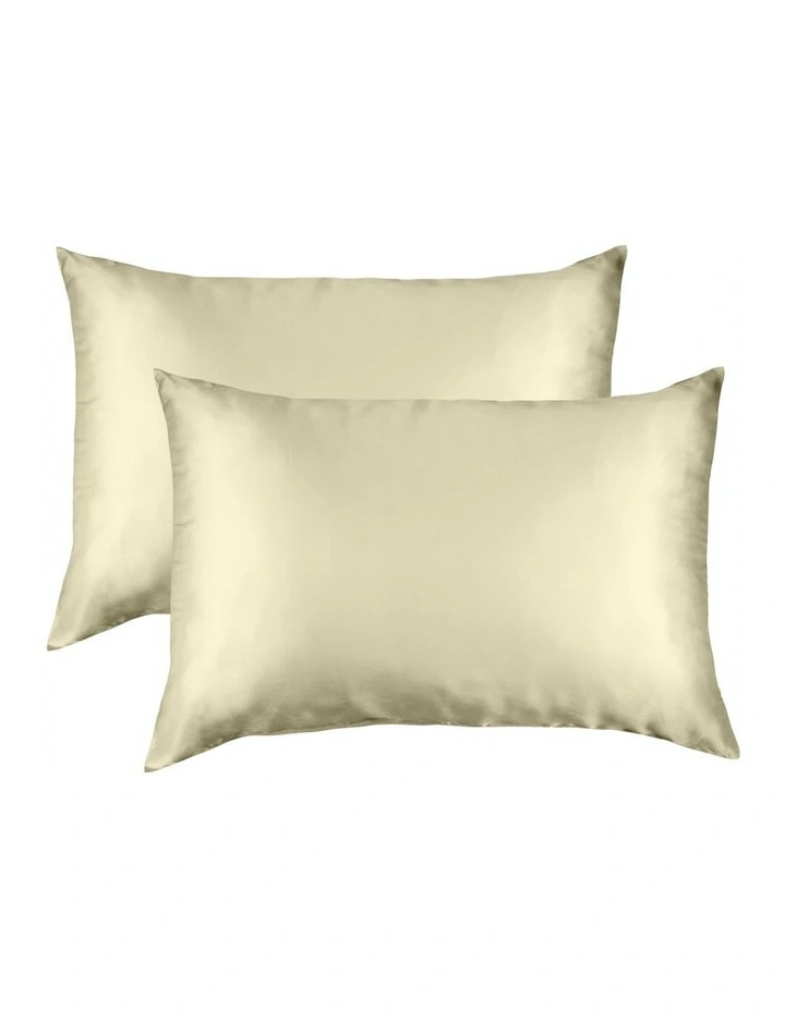 Mulberry Soft Silk Hypoallergenic Pillowcase Twin Pack 51x76cm in Champagne