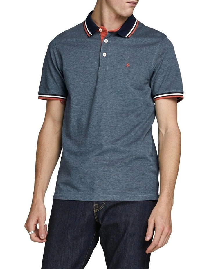 Paulos Short Sleeve Polo Shirt in Denim Blue