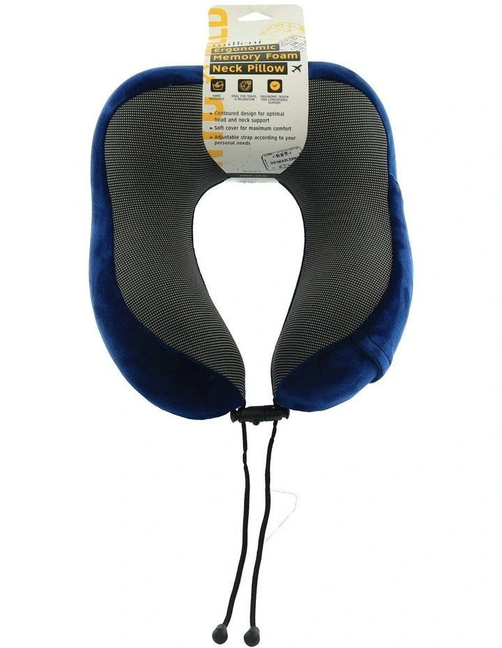 Travel Ergonomic Memory Foam Neck Pillow in Navy
