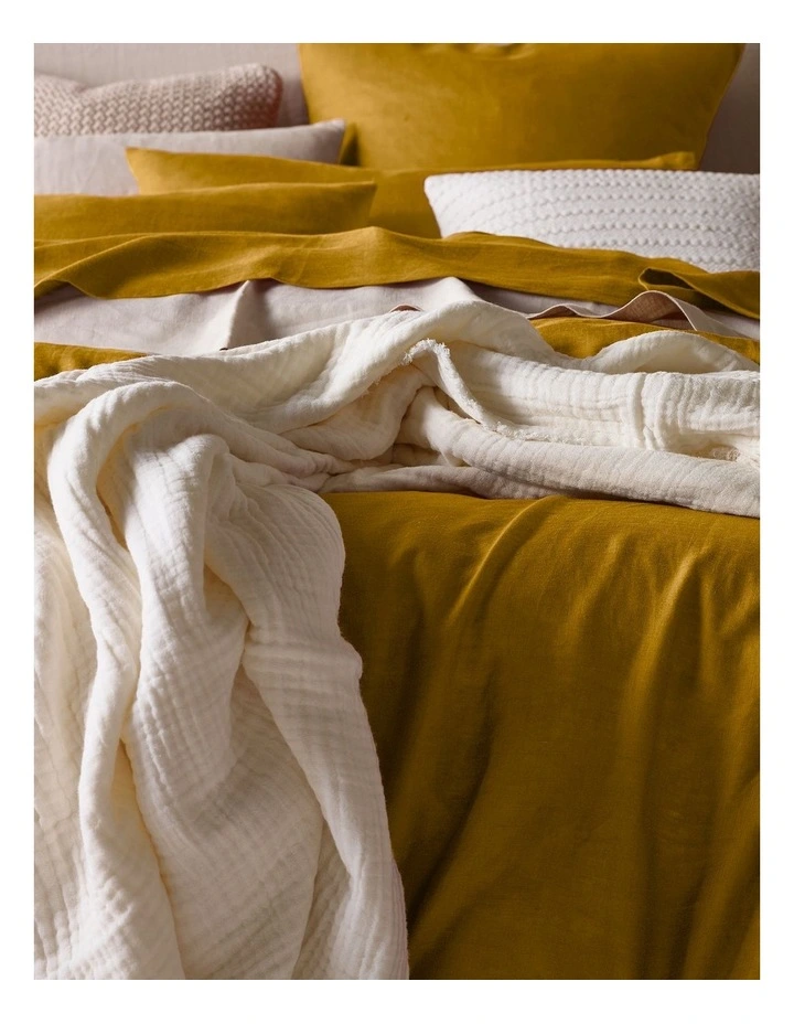 Sandy Cape Washed Belgian Linen Quilt Cover Set in Mustard
