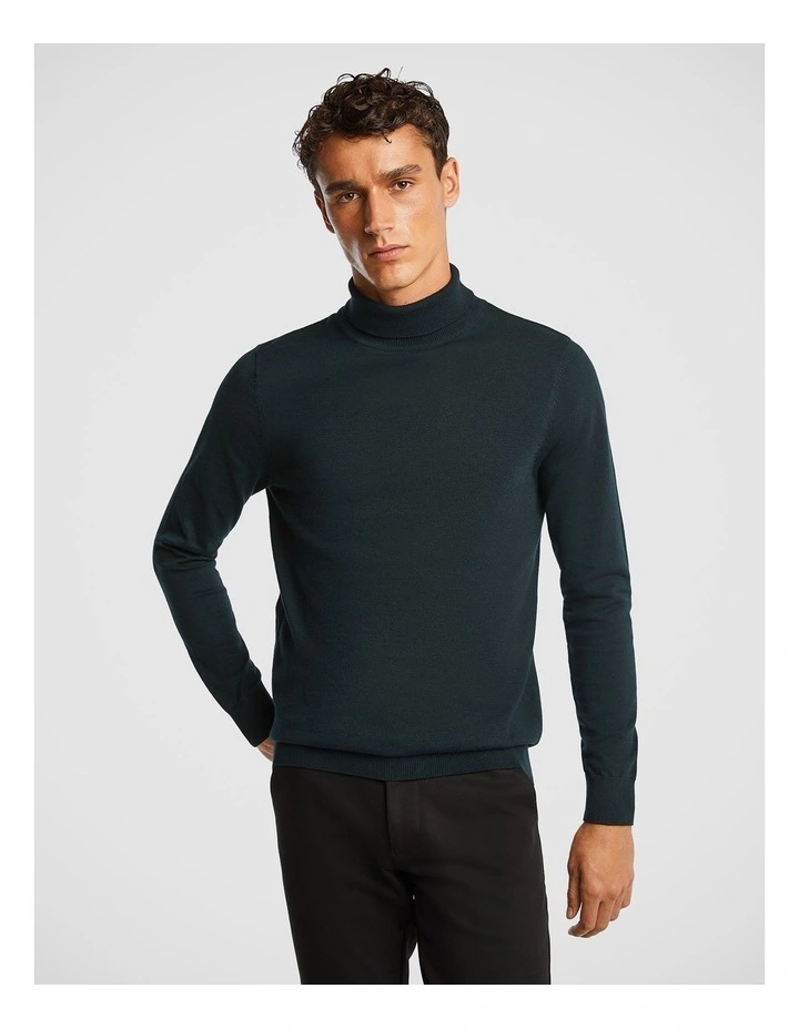 Gillespie Turtle Neck Knit Jumper in Forest