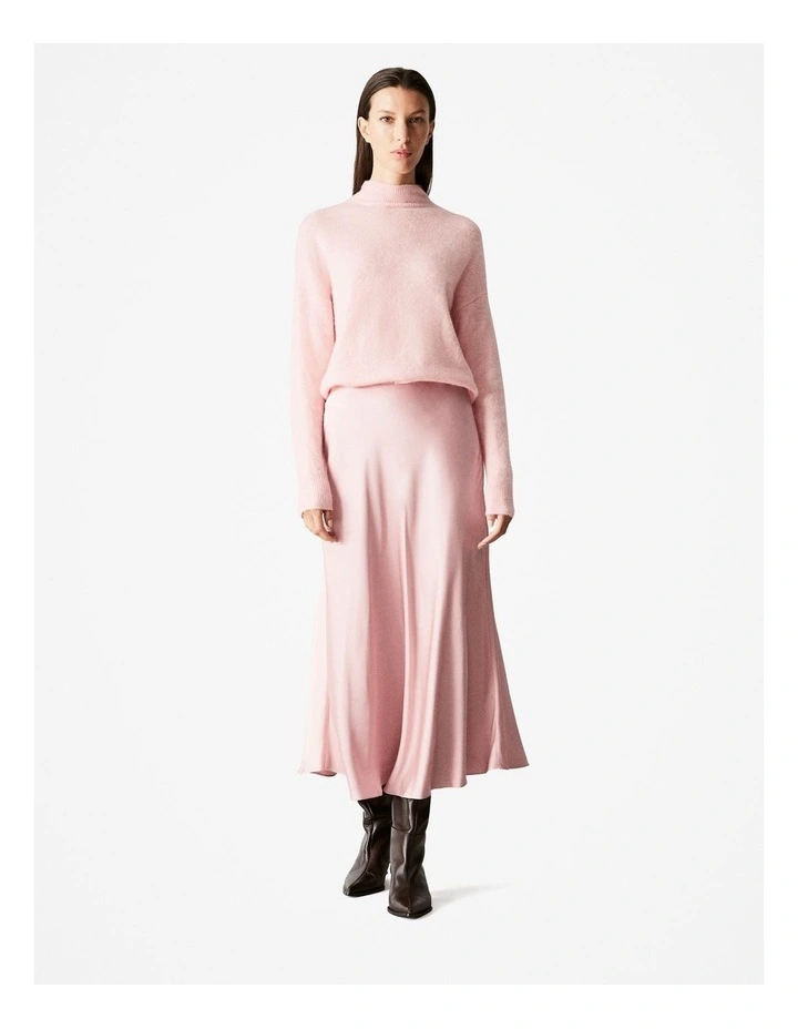 Alpaca Merino Blend Mock Neck Knit in Pale Pink