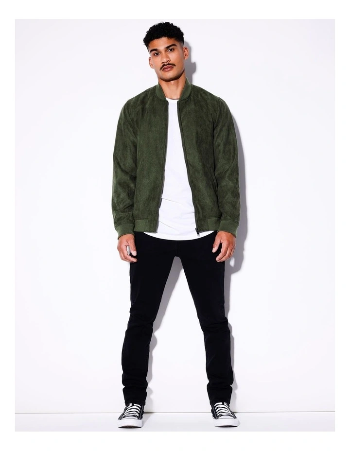 Travis Sueded Bomber Jacket in Green