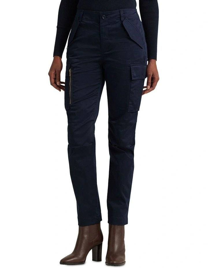 Cotton Sateen Cargo Pant in Blue