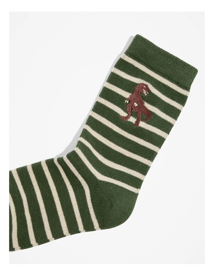 Dino Sock in Khaki Green