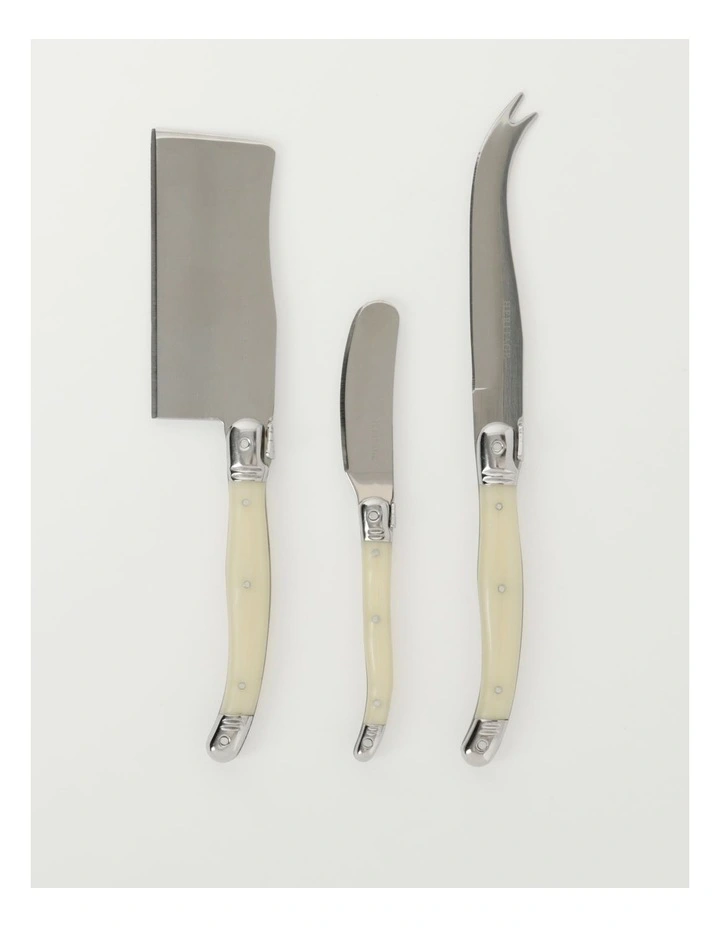 Laguiole Sophistique Pearl 3pc Cheese Knife Set