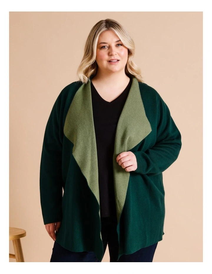 Reversible Waterfall Cardigan In Forest/ Sage