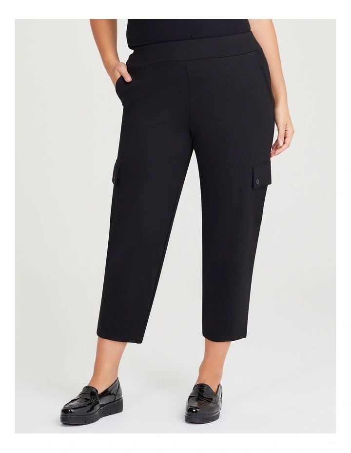 Bamboo Ponte Cargo Pant in Black