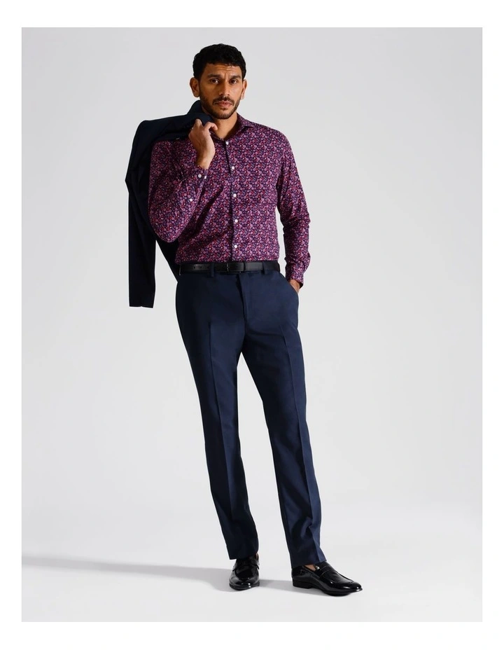 Slim Birdseye Suit Pant in Navy