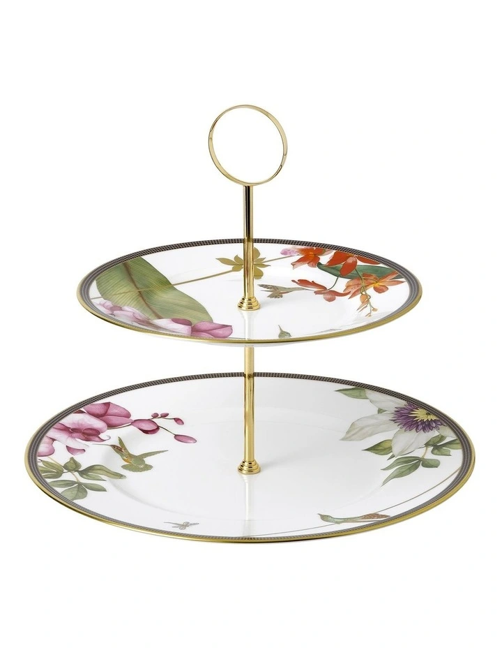 Hummingbird 2 Tier Cake Stand White