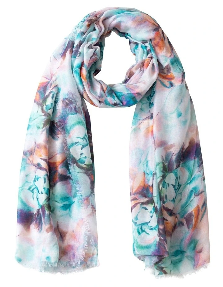 Water colour Roses Scarf in Green