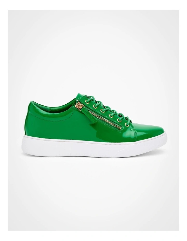 Patent Side Zip Sneakers in Green