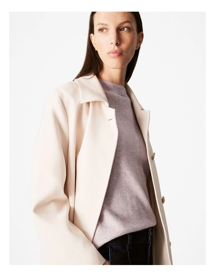Italian Double Cloth Coat in Pearl