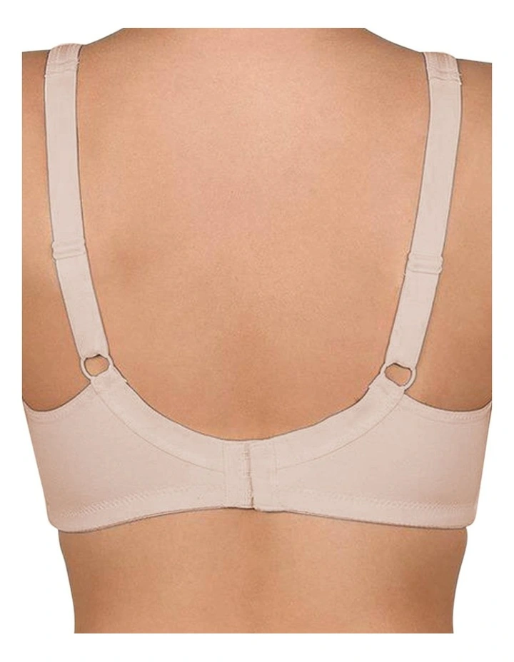 Wide Strap Full Coverage Wirefree Cotton Bra in Light Beige