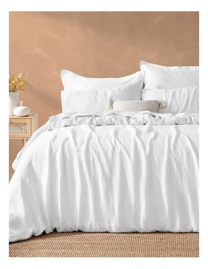 Vintage Washed Hemp Linen Quilt Cover Set in White