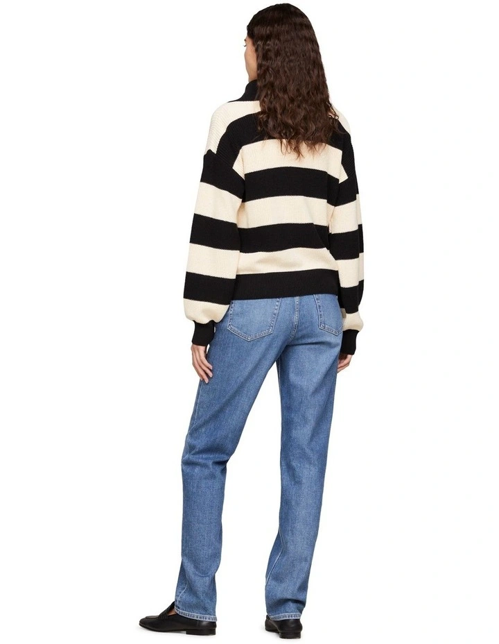 Co Cardi Stitch 1/2th Zip Sweater in Black/Calico Rugby