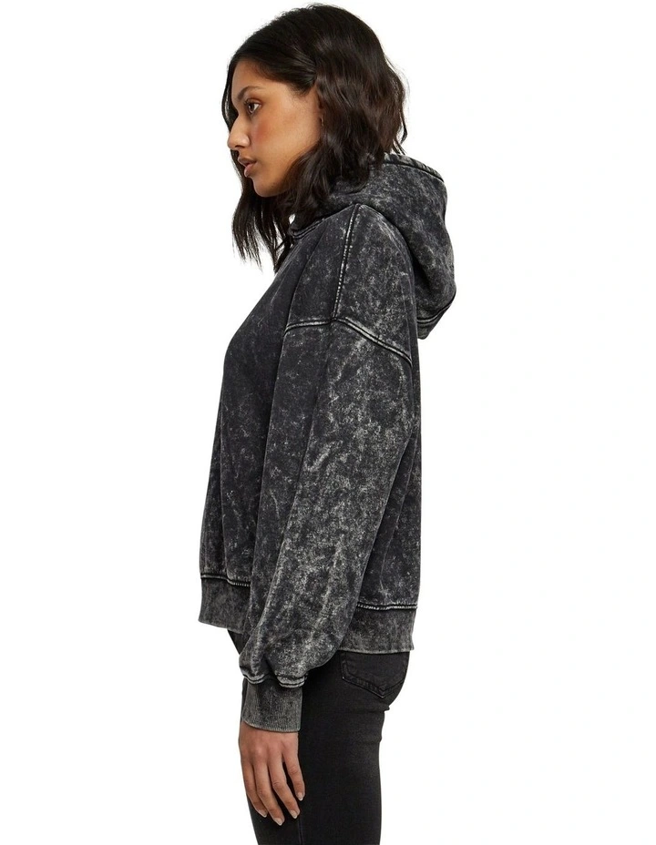 Oversized Towel Washed Hoody in Black