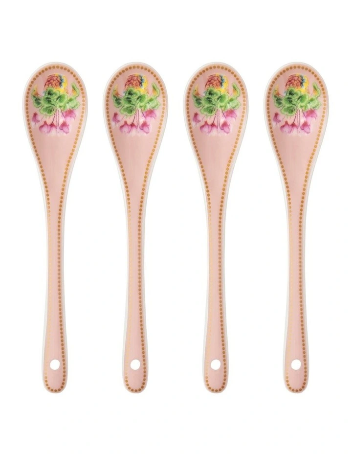 Gift Boxed Gabby Malpas Jardin Cyclamen Teaspoon Set of 4 in Pink