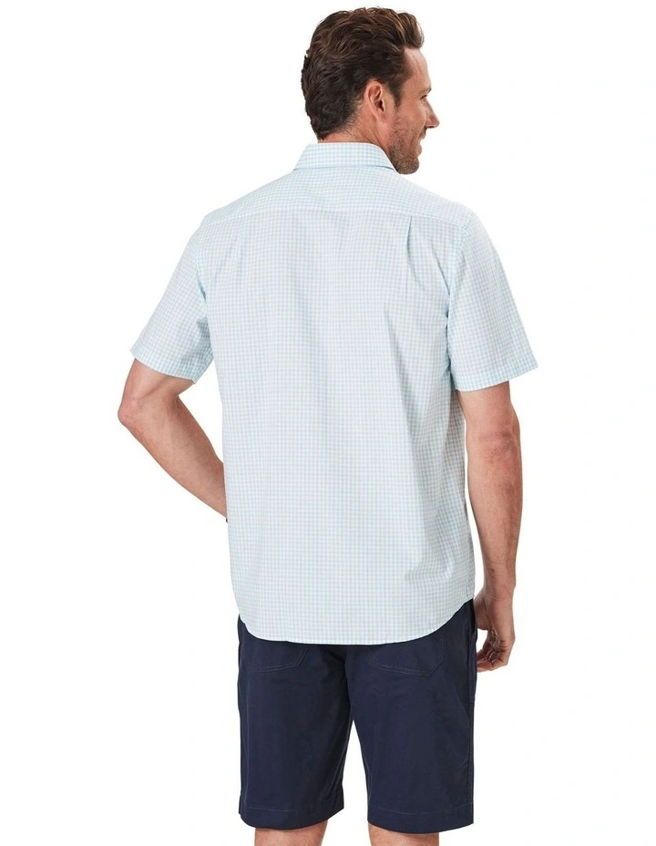 Easy Care Slub Check Short Sleeve Shirt in Emerald