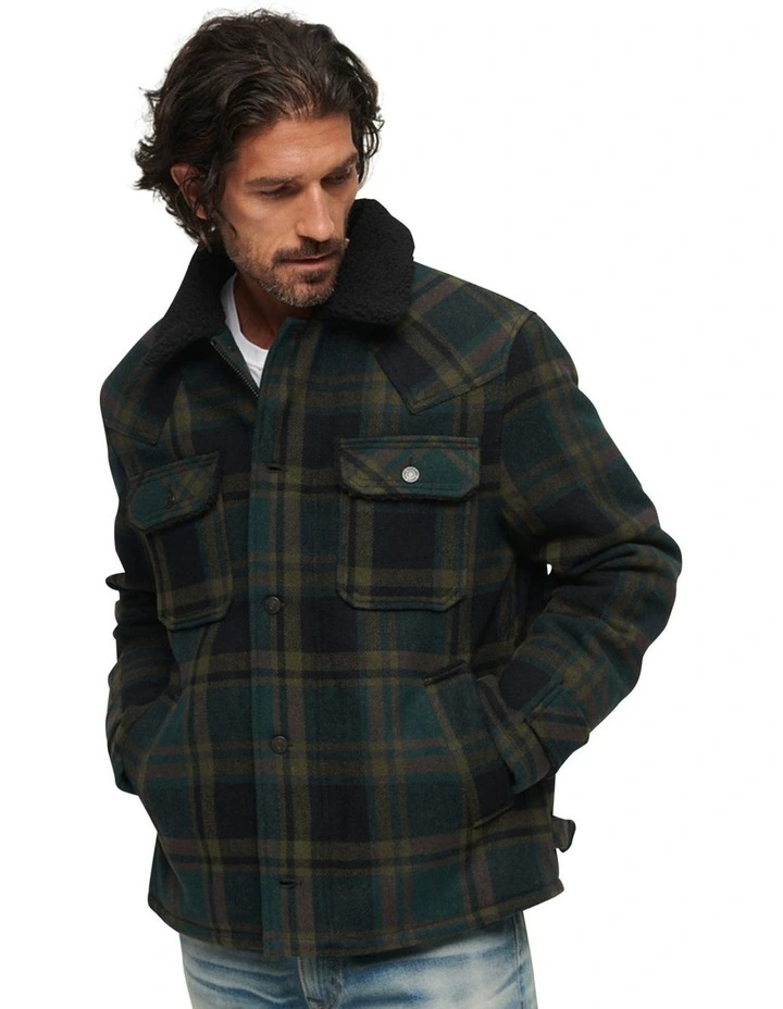 Merchant Wool Chore Coat in Merchant Green Check