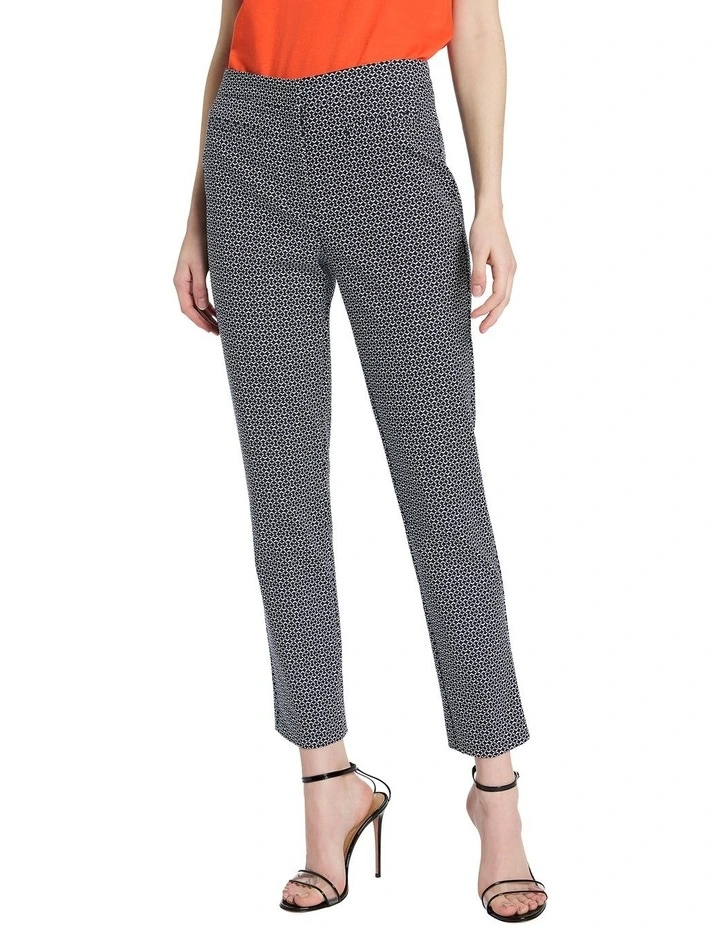 Elsa Geo Print Pant in Navy/Ivory