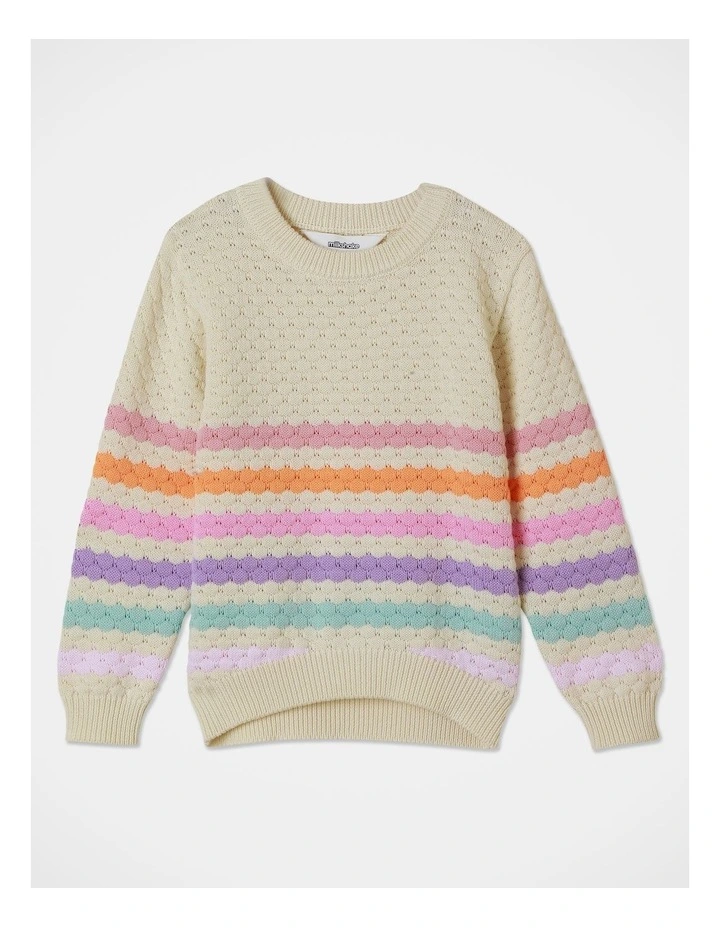 Stripe Embroidered Knit Jumper in Assorted