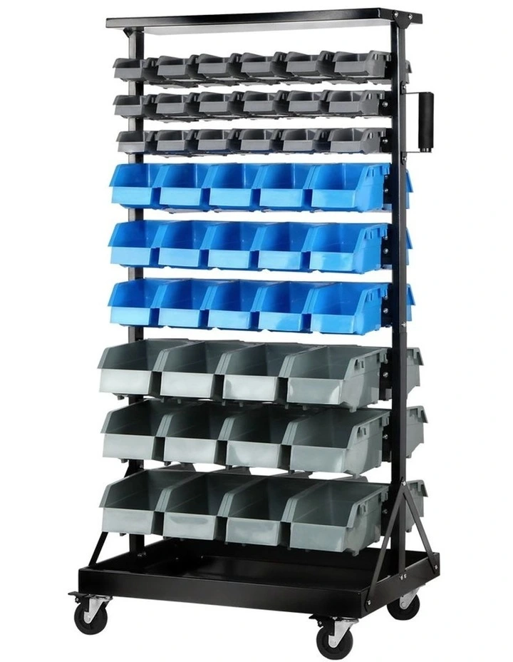 Giantz 90 Bins Storage Rack Warehouse Work Garage Tools Parts Shelving Wheels