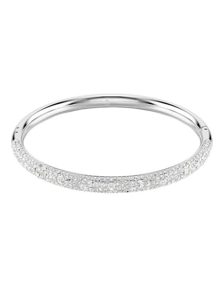 Meteora Bangle Snow Pav Rhodium Plated in White