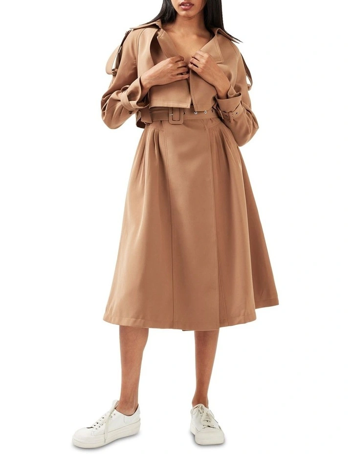 Manhattan Cropped Trench in Camel