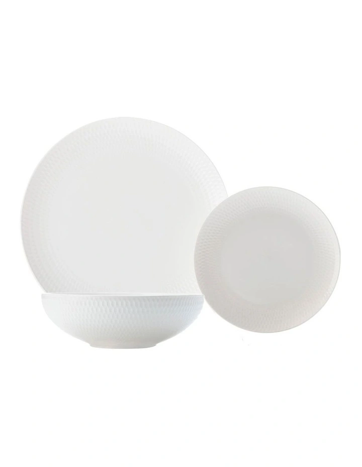 Basics Diamonds Gift Boxed Dinner Set 12 Piece in White