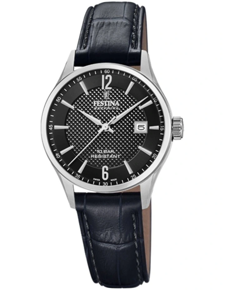 Festina Swiss Stainless Steel Watch in Black