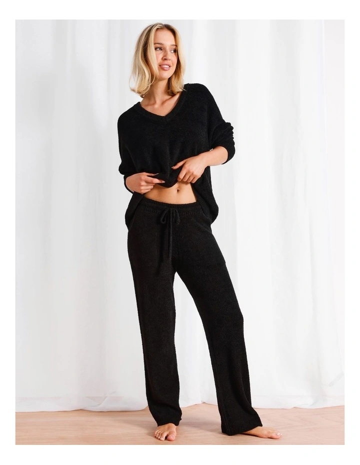 Boucle Straight Leg Pant in Black