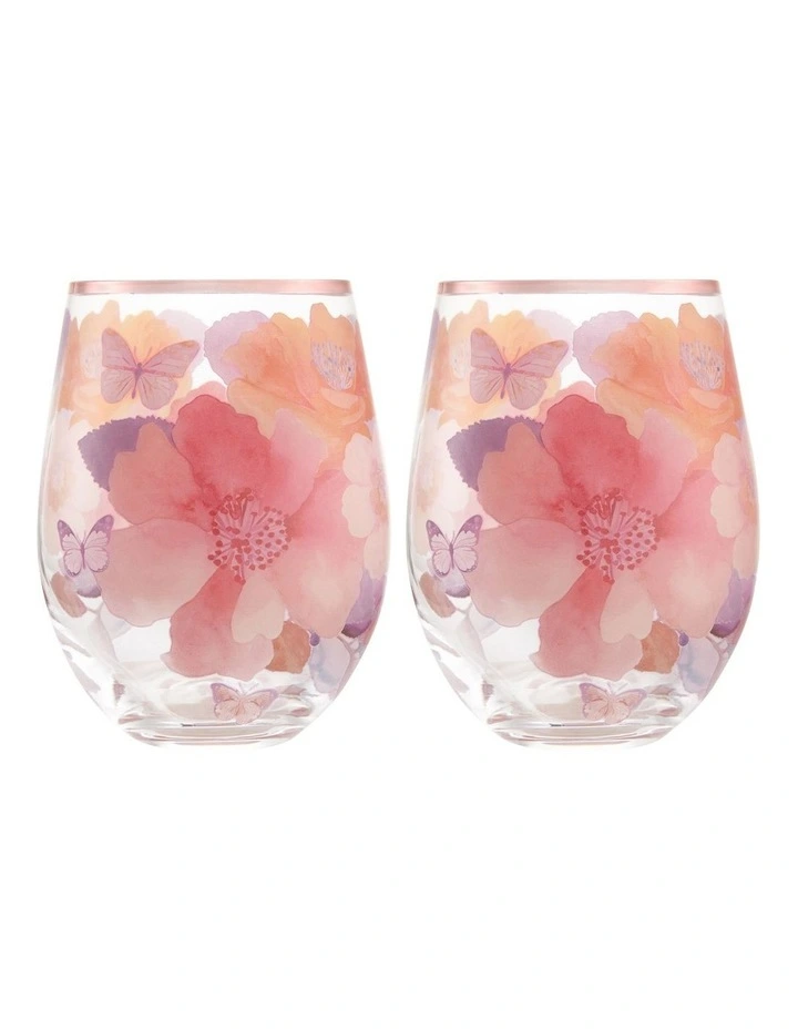 Camilla Stemless Glass 560ml Set of 2 Gift Boxed in Rose Gold