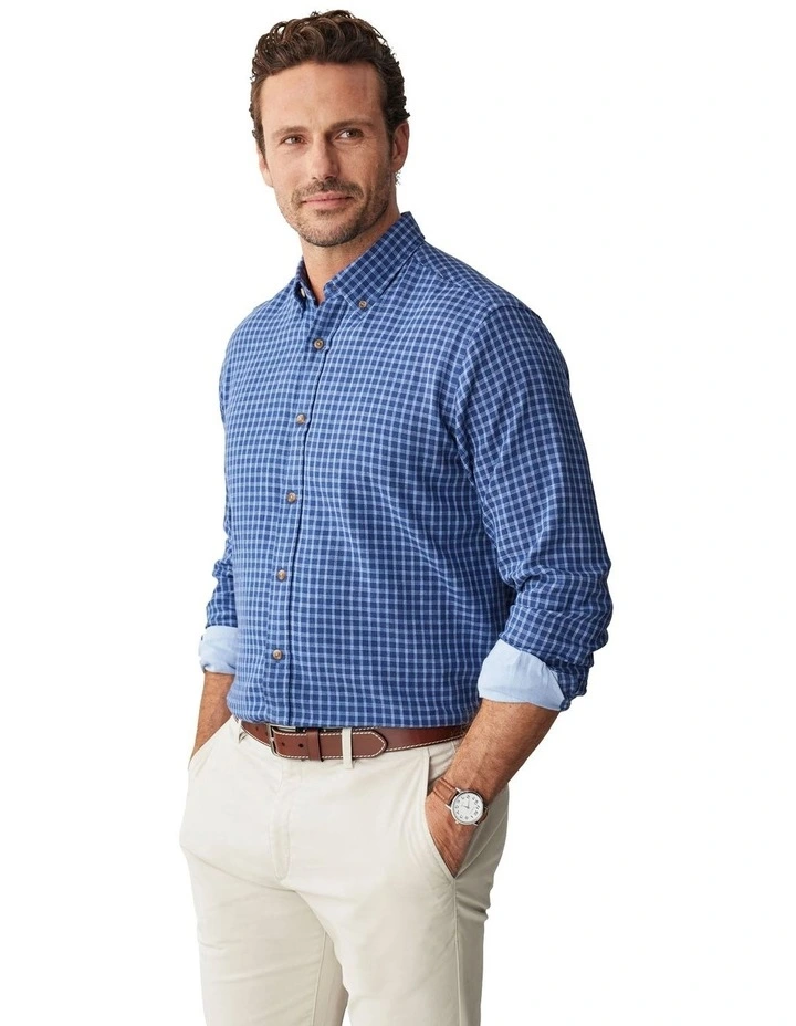 Small Double Face Check Shirt in Blue