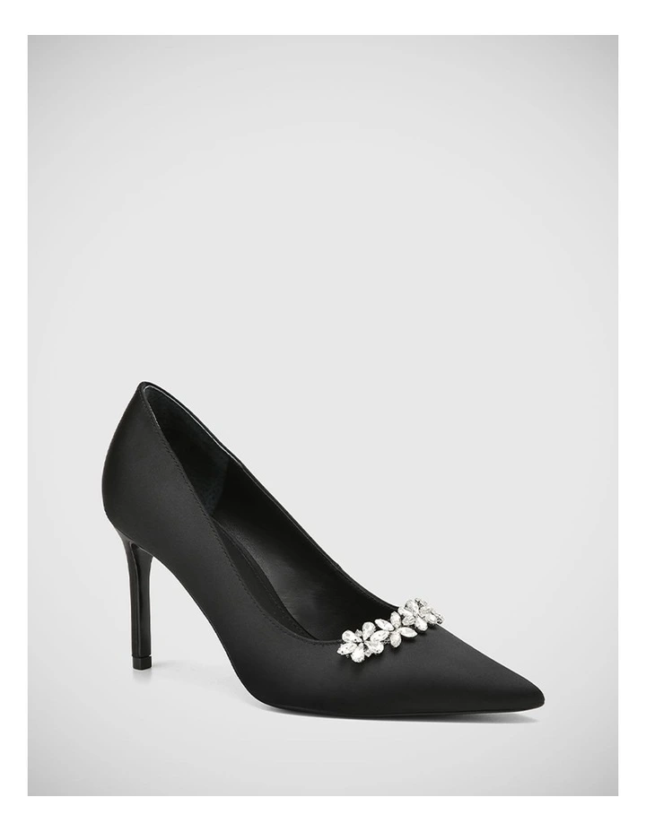 Starry Recycled Satin Pump in Black