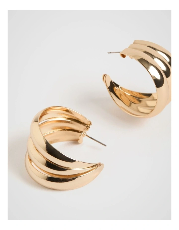 Oversized Triple Hoop Earrings in Gold
