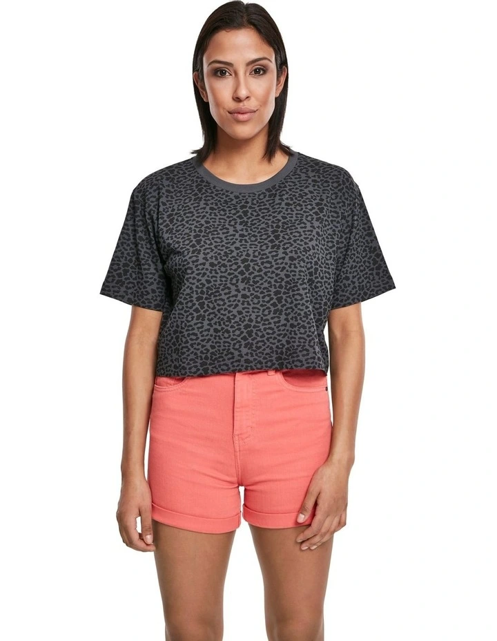 Short Oversized Tee in Dark Grey Leo