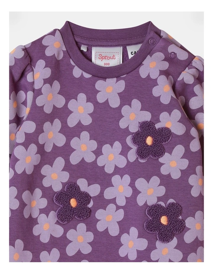 Stripe Applique Coverall in Deep Purple