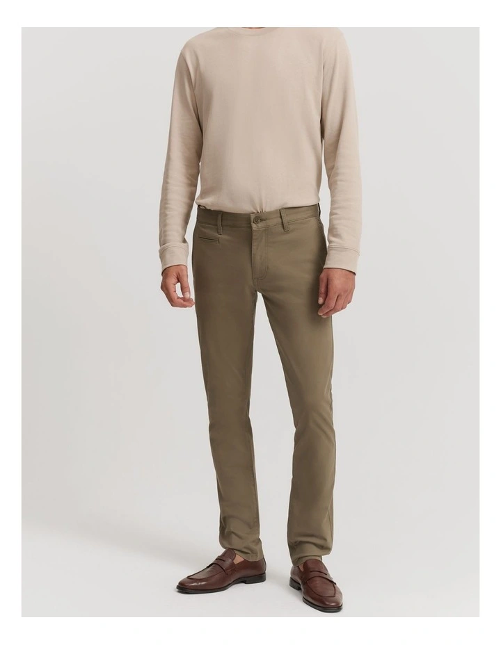 Cotton Slim Fit Stretch Chino Pant in Slate Green