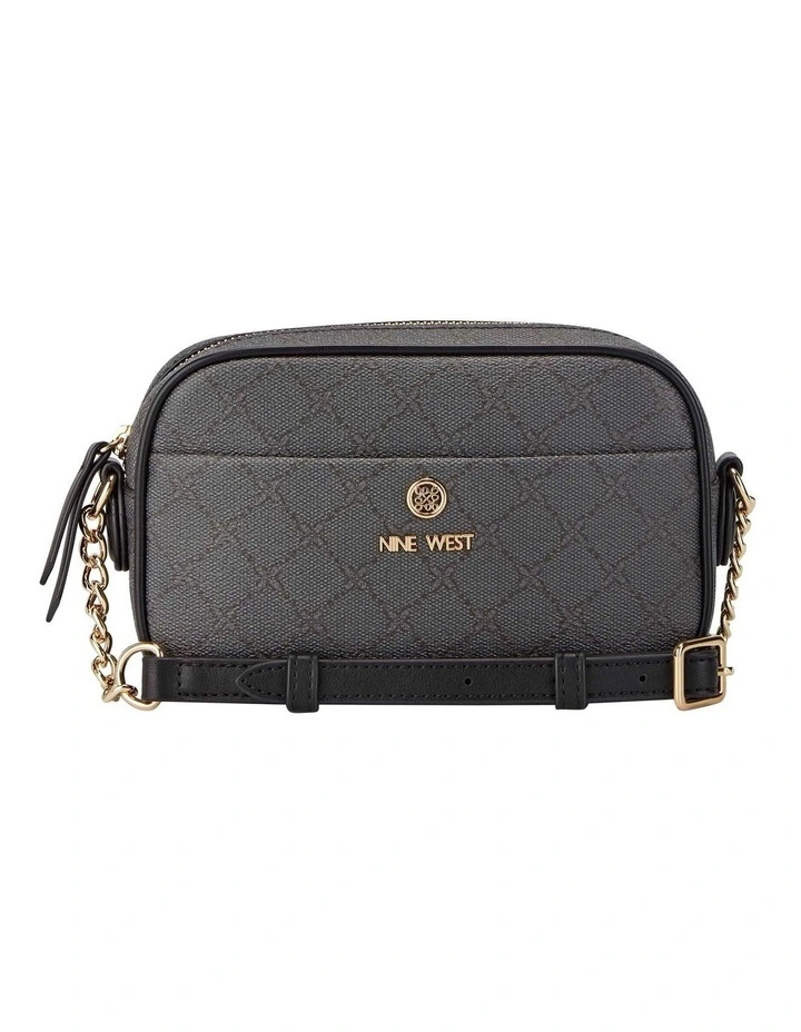 Delaine Onyx Logo Crossbody Bag in Black