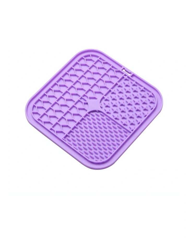 Shlurp Multi-Texture Lick Mat with Suction Back 20x20x1cm in Purple