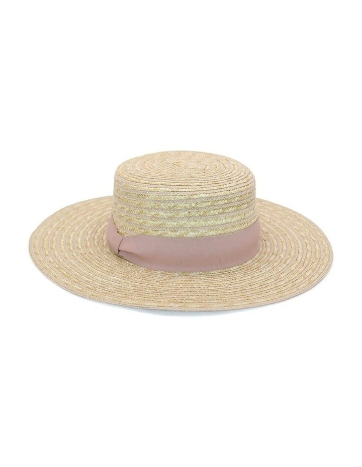 Harlow Boater in Natural/Pink