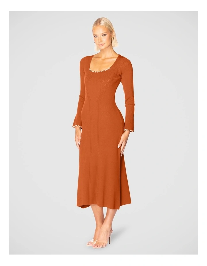 Grecia Knit A-line Dress in Rust