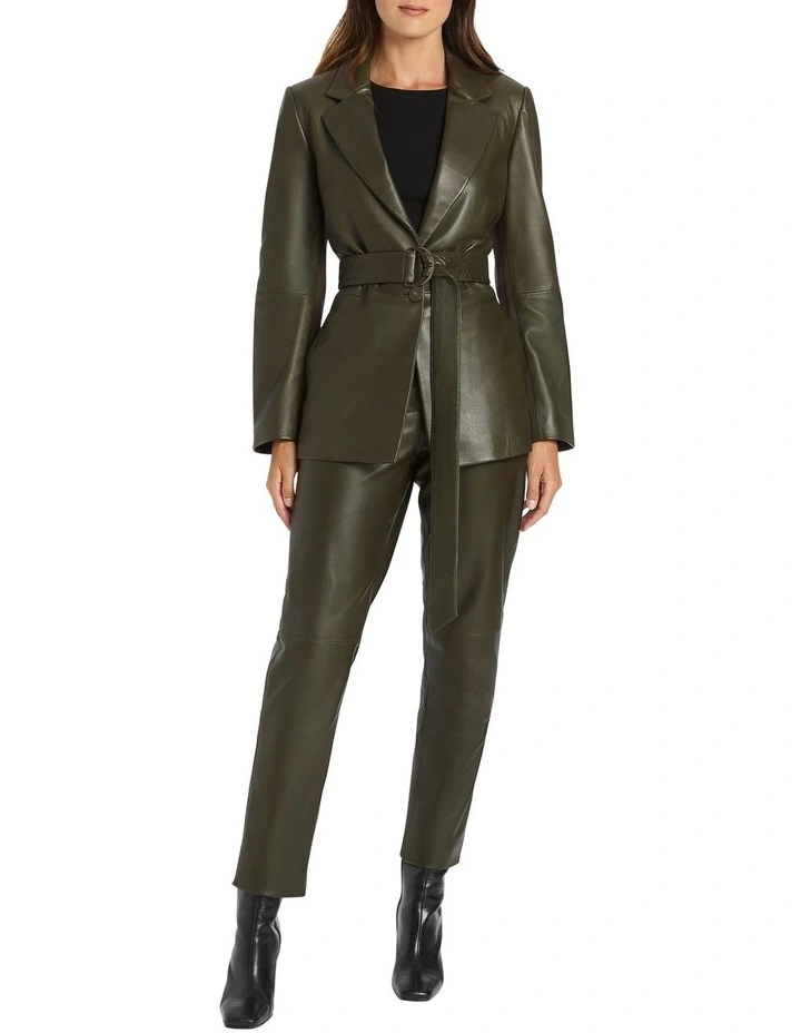 Charlise Leather Blazer in Green