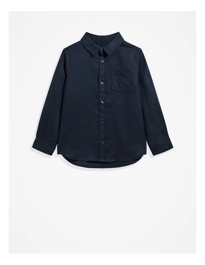 Organically Grown Linen Shirt in Navy