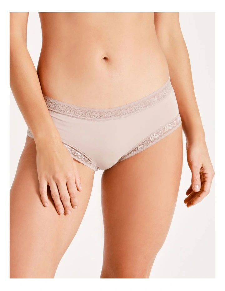 Smooth Lace Boyleg Brief in Beige