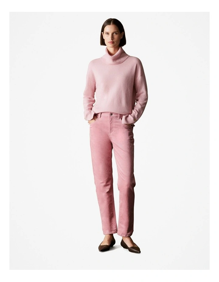Corduroy Five Pocket Boyfriend Pant in Blush Pink